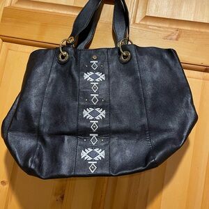 Steve Madden Black Tote with White Geometric Design